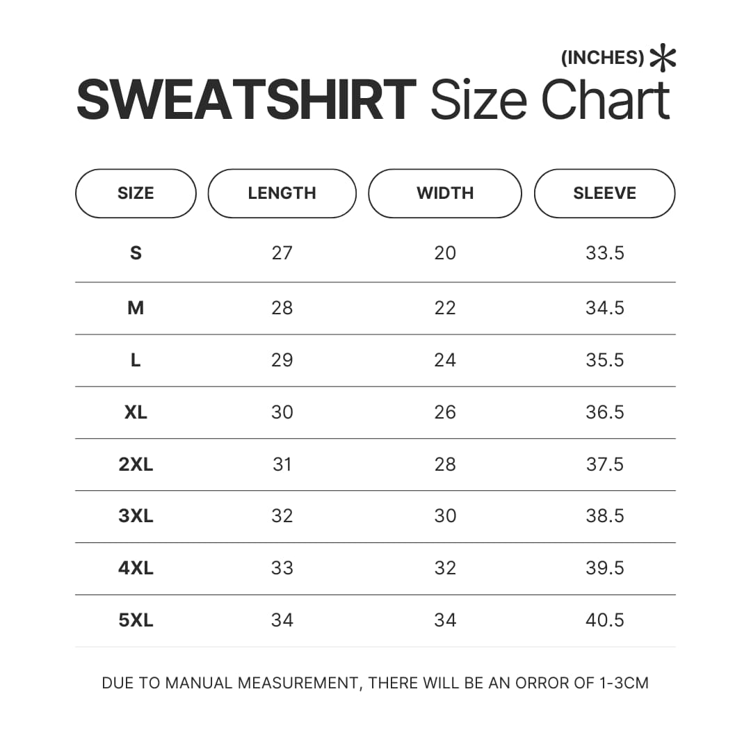 Sweatshirt Size Chart - Subnautica Store